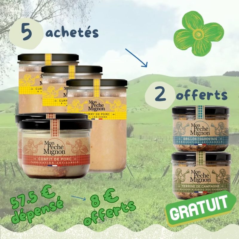 3 Curry + 2 Confit + 1 Grillon + 1 Terrine offerts